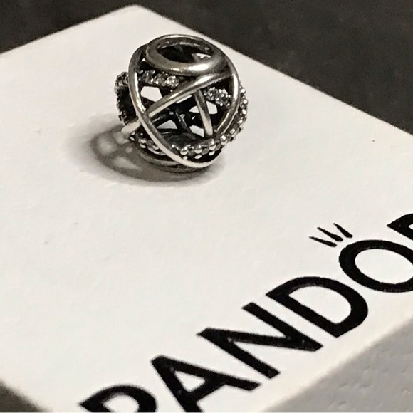 Authentic Pandora Swirl Charm with CZ Crystals - Picture 2 of 3